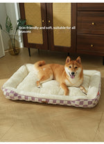 Thickened Warm Plaid PP Cotton Dog Bed - Cozy Pet Comfort 11
