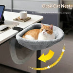 Folding Computer Desk Cat Bed - 2-in-1 Workspace & Pet Bed 1