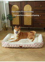 Thickened Warm Plaid PP Cotton Dog Bed - Cozy Pet Comfort 12