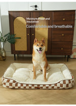 Thickened Warm Plaid PP Cotton Dog Bed - Cozy Pet Comfort 10