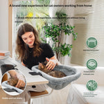 Folding Computer Desk Cat Bed - 2-in-1 Workspace & Pet Bed 14