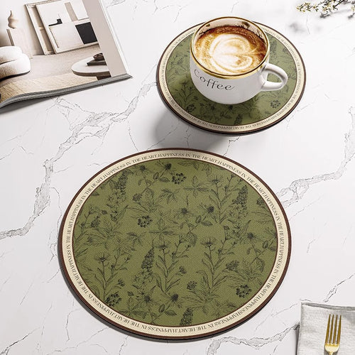 Retro Round Coaster Heat-Insulating Mat - Vintage Style